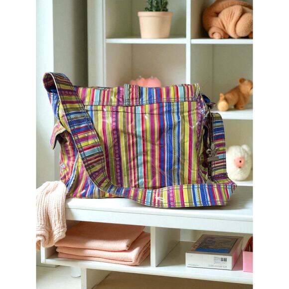 Kalencom Diaper Bag w/ Insulated Bottle Holder NWT Striped Waterproof Vinyl - Picture 4 of 8